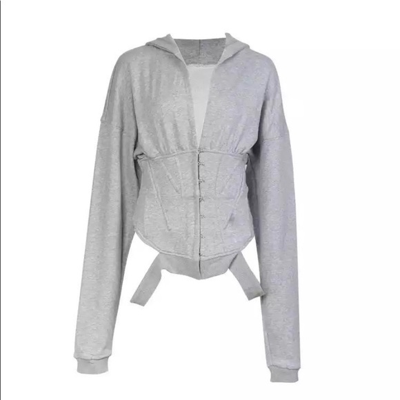 Tops - Gray Corset Hoodie